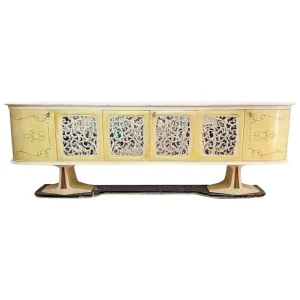 Midcentury Italian Credenza with Solid Marble Top and Base