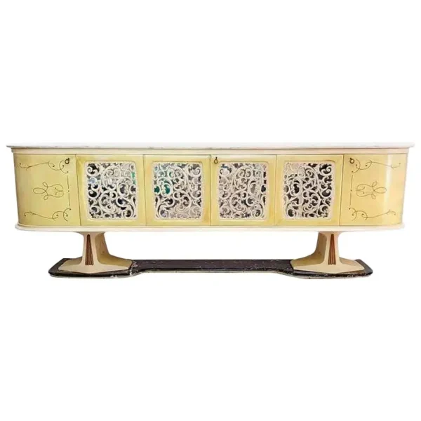 Midcentury Italian Credenza with Solid Marble Top and Base