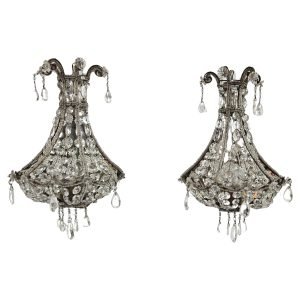 A Pair of Italian Crystal Wall Sconces 1940's