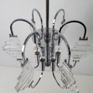 Chandelier_by_Sciolari_in_Glass_and_Chrome,_Ita (5) Chandelier by Sciolari in Glass and Chrome, Italy, 1960