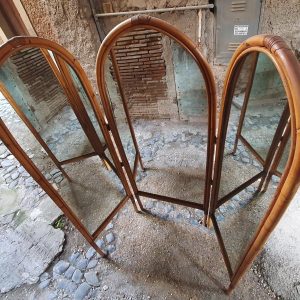 Italian_Bamboo_and_Mirror_Room_Divider,_1960_s (6) Italian Bamboo and Mirror Room Divider, 1960's