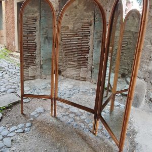 Italian_Bamboo_and_Mirror_Room_Divider,_1960_s (7) Italian Bamboo and Mirror Room Divider, 1960's