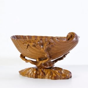 Italian Large Wood Clam Shell Bowl
