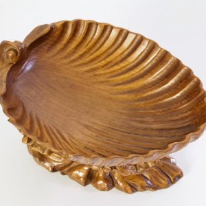 Italian Large Wood Clam Shell Bowl
