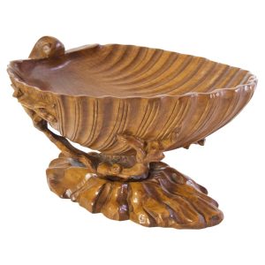 Italian Large Wood Clam Shell Bowl