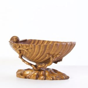 Italian Large Wood Clam Shell Bowl