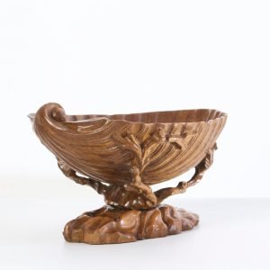 Italian Large Wood Clam Shell Bowl