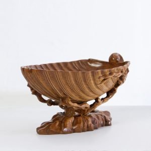 Italian Large Wood Clam Shell Bowl
