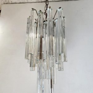 Italian Murano Glass Triedri Chandelier by Venini, Mid-Century Italy