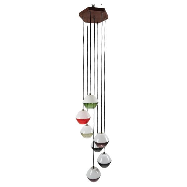 Italian Seven-Light Cascade Pendant Chandelier, 1960s