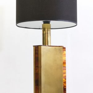 Italian Table Lamp in Faux Tortoise and Brass, 1970s