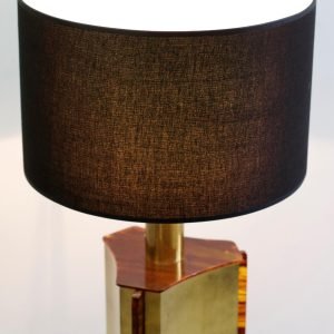 Italian Table Lamp in Faux Tortoise and Brass, 1970s