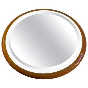 Italian Vintage Backlit Mirror in Cherrywood, 1970s