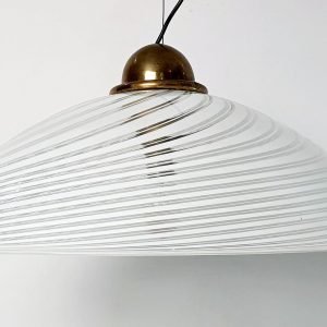Large Murano Swirl Pendant in White 1970's