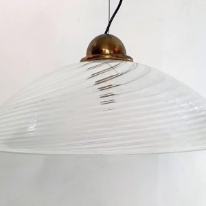 Large Murano Swirl Pendant in White 1970's
