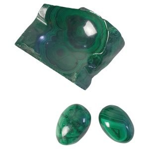 Malachite Vide Poche and Pair of Eggs
