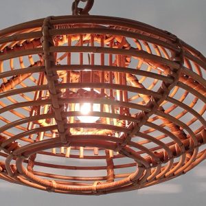Mid-Century Rattan Pendant Rattan Italy