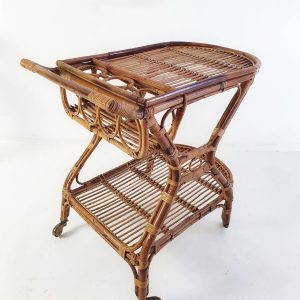 Mid_Century_Bar_Cart_in_Bamboo_and_Rattan,_Ita (4) Mid Century italian Bar Cart in Bamboo and Rattan, 1950's