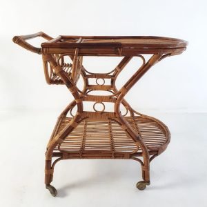 Mid_Century_Bar_Cart_in_Bamboo_and_Rattan,_Ita (9) Mid Century italian Bar Cart in Bamboo and Rattan, 1950's