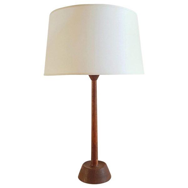 Mid Century Table Lamp in Oak by Luxus Sweden