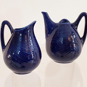Mid Century Teapot and Jug Blå eld by Hertha Bengtsson for Gustavsberg Sweden