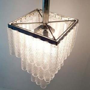 Midcentury Italian Glass Tube Chandelier