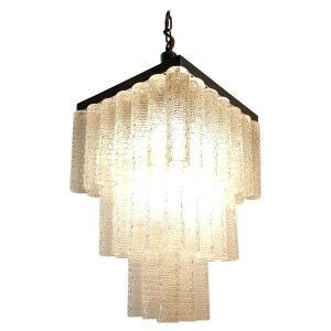 Midcentury Italian Glass Tube Chandelier