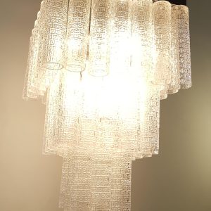 Midcentury Italian Glass Tube Chandelier