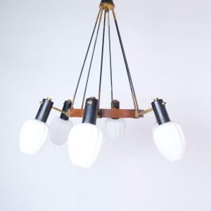 Midcentury Italian Opaline Glass Chandelier