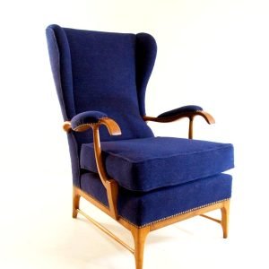 Midcentury Pair of Armchairs in Walnut by Paolo Buffa for Framar Made in Italy