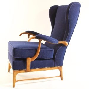 Midcentury Pair of Armchairs in Walnut by Paolo Buffa for Framar Made in Italy