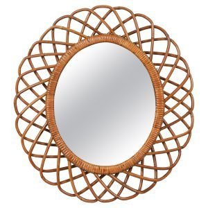 Midcentury Rattan Mirror Italy