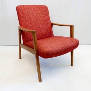 Midcentury Swedish Oak and Wool Easychairs