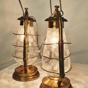 Pair_of_Electric_Mid-Century_Hurricane_Lanterns (2) Pair of Electric Mid-Century Hurricane Lanterns