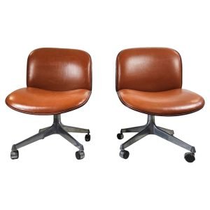 Pair of Swivel Desk Chairs "Terni" by Ico Parisi for MIM Rome Italy