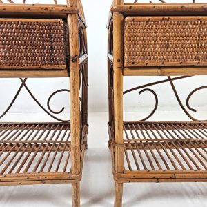 Pair of Vintage Nightstands in Bamboo
