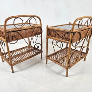 Pair of Vintage Nightstands in Bamboo