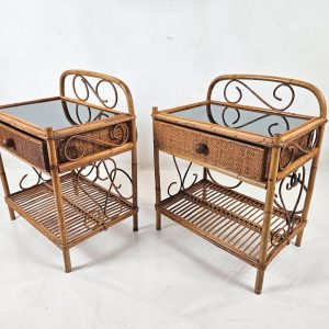 Pair of Vintage Nightstands in Bamboo