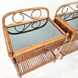 Pair of Vintage Nightstands in Bamboo