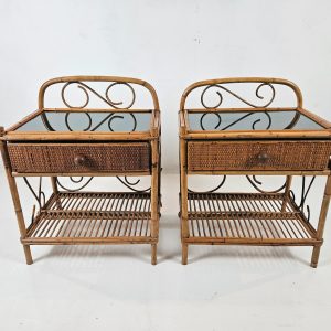 Pair of Vintage Nightstands in Bamboo