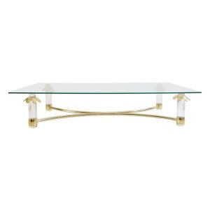 Rectangular Glass Coffee Table with Bronze and Plexiglass Frame, Italy, 1980s
