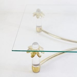 Rectangular_Glass_Coffee_Table_ Rectangular Glass Coffee Table with Bronze and Plexiglass Frame, Italy, 1980s