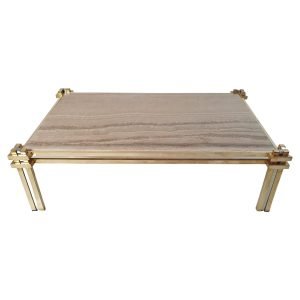Romeo Rega Large Brass Coffee Table Model 'Skyline' Italy, 1976
