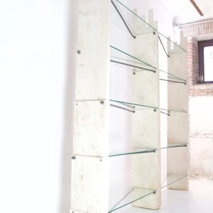 Sculptural Wall Unit in Travertine, Italy, 1970s