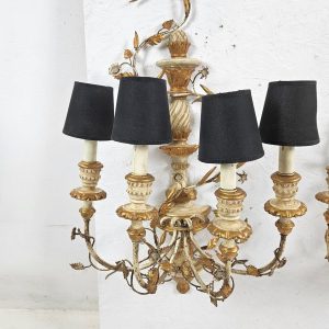 Venetian Pair of Italian Rococo Wall Sconces, 1950s Venetian Pair of Italian Rococo Wall Sconces, 1950s