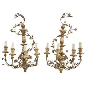 Venetian Pair of Italian Rococo Wall Sconces, 1950s,_1950s (9) Venetian Pair of Italian Rococo Wall Sconces, 1950s