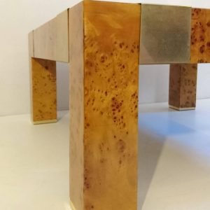 Vintage Italian Coffee Table in Burl and Glass