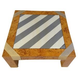Vintage Italian Coffee Table in Burl and Glass