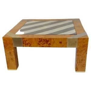 Vintage Italian Coffee Table in Burl and Glass