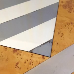 Vintage Italian Coffee Table in Burl and Glass